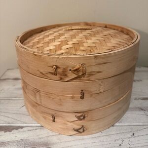 Natural Bamboo Steamer Basket with Lid – Perfect for Dumplings & Vegetables